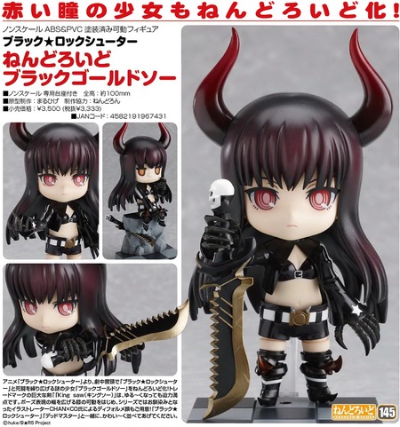 Black Rock Shooter Black Gold Saw Nendoroid No 145 Action Figure By Good Smile Company Neko Magic