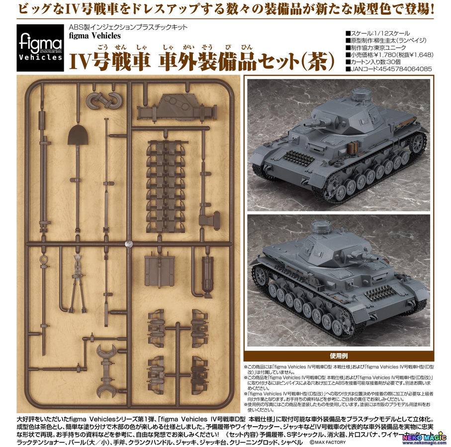 Girls Und Panzer Panzer Iv Ausf D Tank Equipment Set Brown Figma Vehicles 1 12 Abs Plastic Model Kit By Max Factory Neko Magic